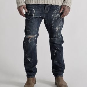 NWT Man x one teaspoon Mr golds relaxed fit paint splattered jeans
